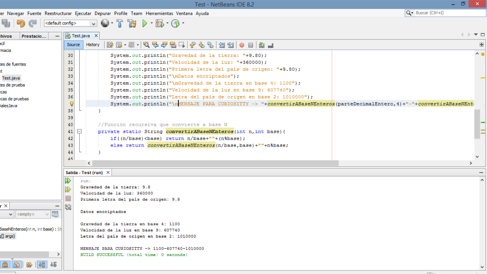 Solución de una práctica de programación en Java sobre el envío de un mensaje encriptado al explorador Curiosity.