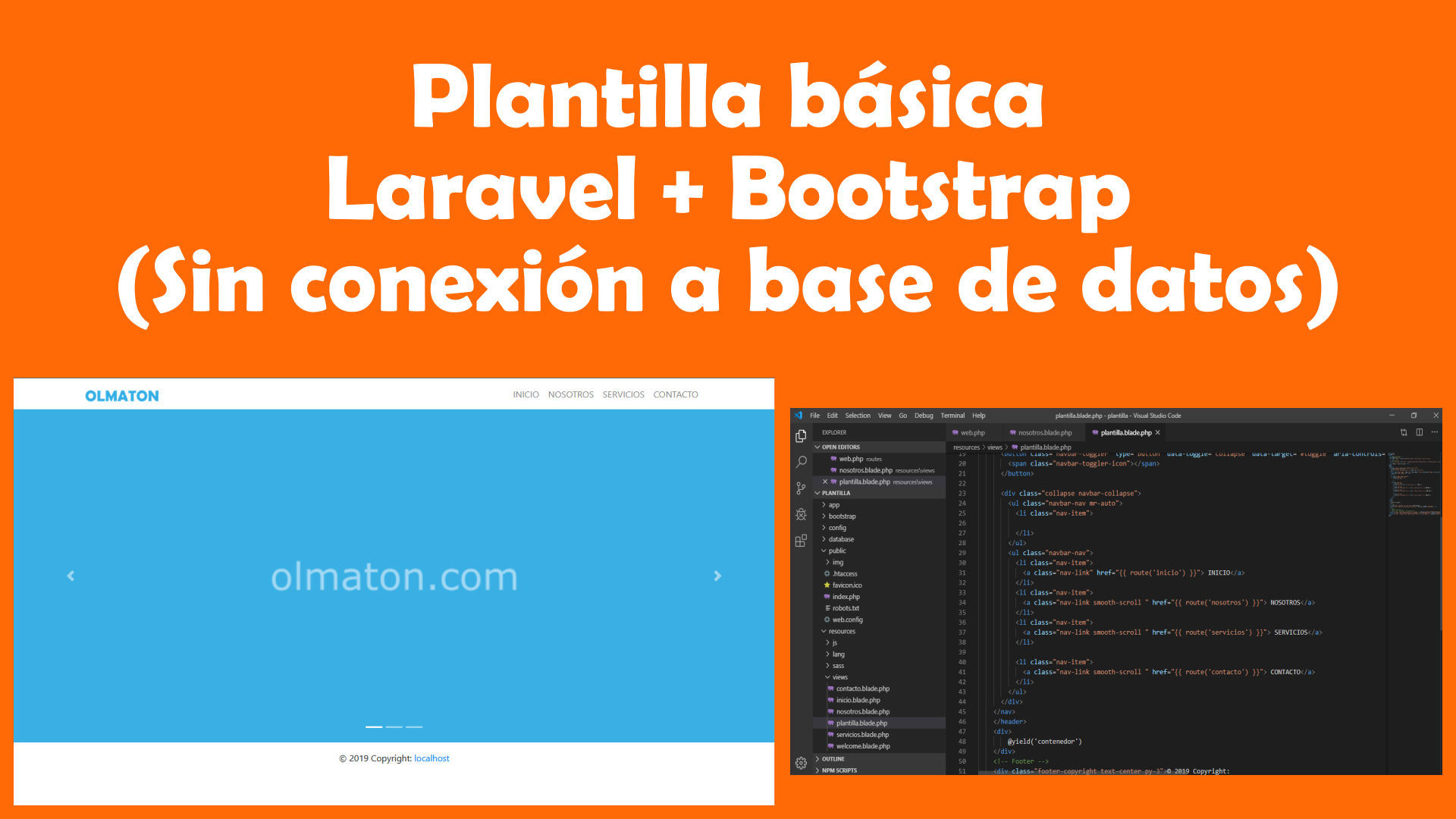 Plantilla básica hecha en Laravel, usando Bootstrap y sin conexión a base de datos.